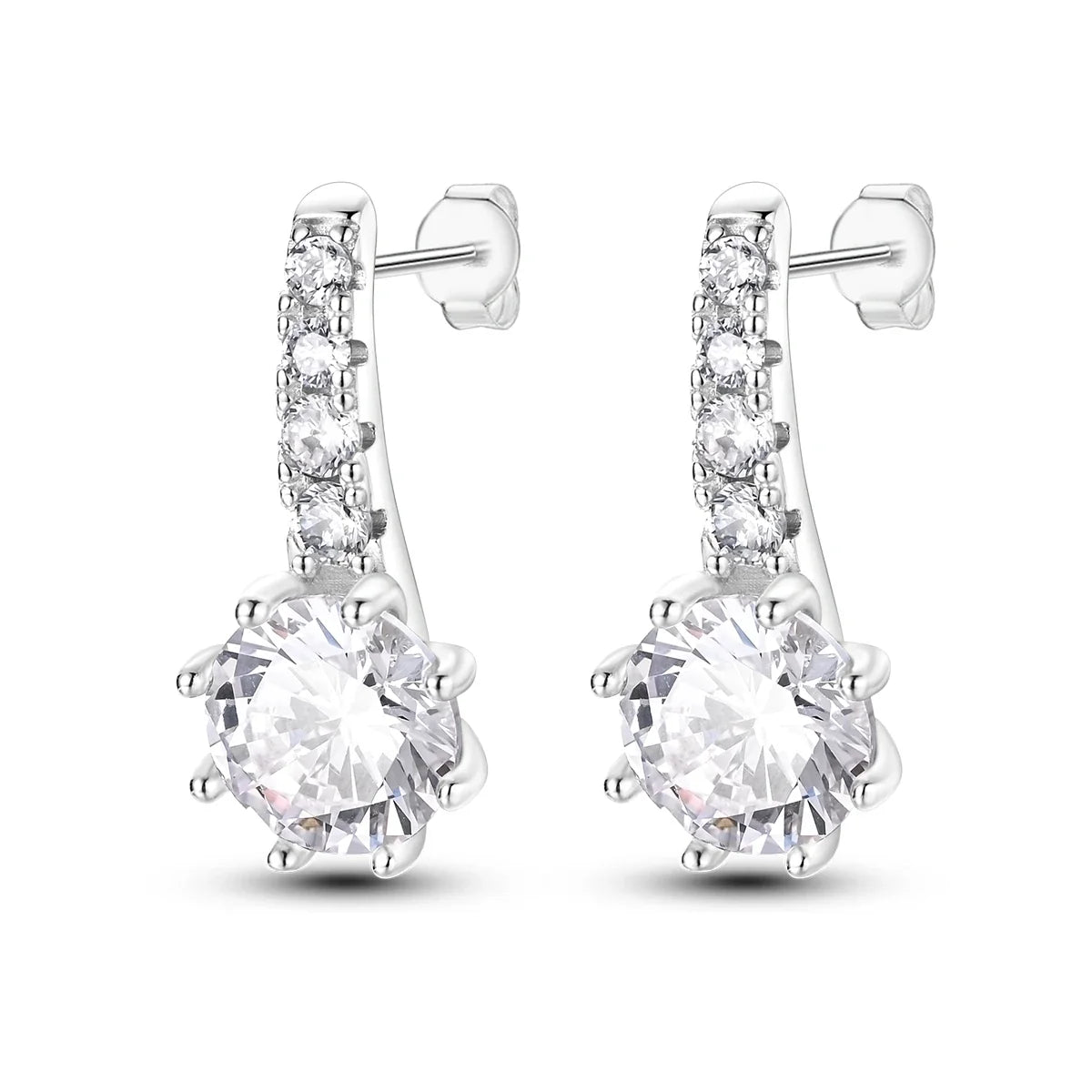 925 Sterling Silver Hoop Earrings with Zircon | Classic U-Shaped Women Jewelry