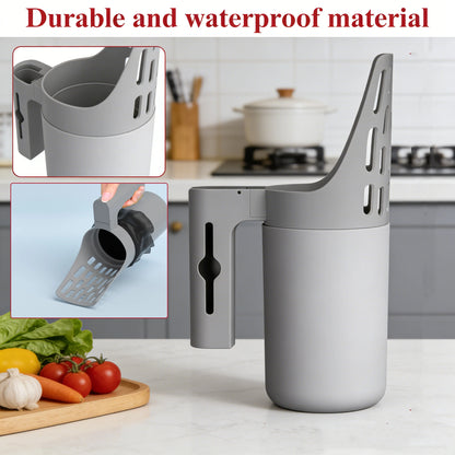 2-in-1 Cat Litter Scoop with Storage Container, Detachable Litter Sifter Shovel with Built-in Bag Dispenser, Portable Cat Litter