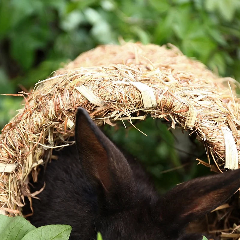 ABKJ-Grass House Tunnel Hutch Woven Hut For Laying Or Sleeping Edible Chew Home For Rabbits Chinchilla And Small Animals