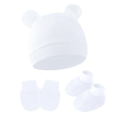 Cotton Newborn Hat Set | 3-Piece Baby Beanie Gloves and Socks for 0-6 Months