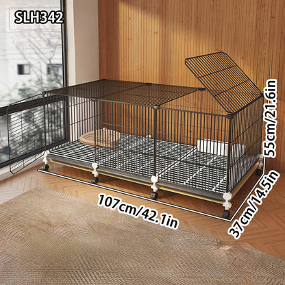 Large Indoor Rabbit Cage with Automatic Cleaning Toilet for Domestic Rabbits, Guinea Pigs, and Other Pets