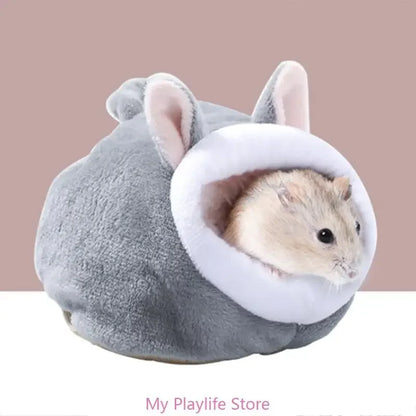 Cute Cartoon Rabbit Squirrel Mini Cage Guinea Pig Nest Small Animal Mice Rat Pet Sleeping Bed Hamster House Winter Warm Soft Mat