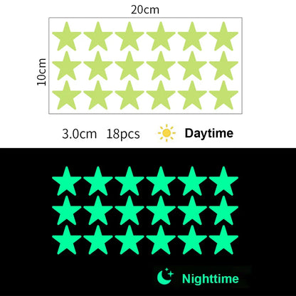Glow In The Dark 3D Stars Moon Wall Stickers | Creative Luminous Room Decor