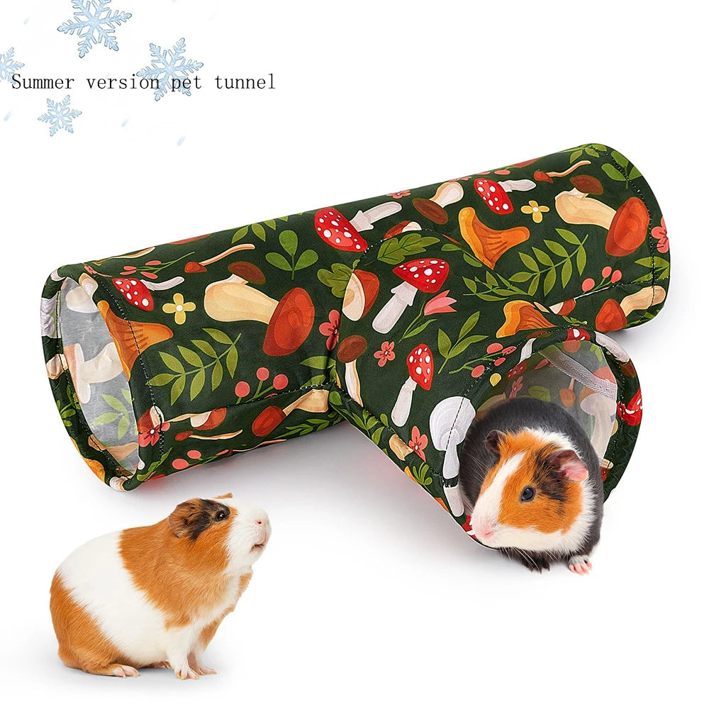 Guinea Pig Tunnel 3 Way Washable Hideout Foldable Rabbit Tunnel Guinea Pig Toys for Bunny Hamster Ferret Guinea Pig Accessories