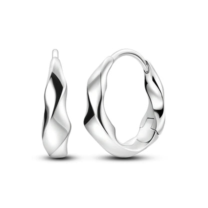 925 Sterling Silver Hoop Earrings with Zircon | Classic U-Shaped Women Jewelry