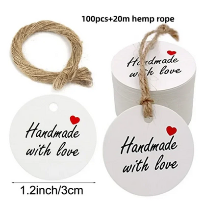 100pcs Kraft Tags with 20m Jute Twine | Handmade Gift Tag Set