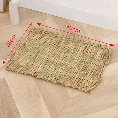Straw Hand Woven Breathable Rabbit Grass Mat Four Season Hamster Guinea Pig Dutch Pig Foot Mat Rabbit Grass Nest Pet Supplies