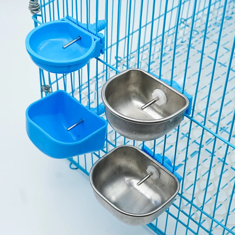 1Pcs Rabbit Water Bowl Farm Rabbit Automatic Drinker Rabbit Cage Fix Cup Raising Fox Mink Stainless Steel Plastic Drinking Bowl