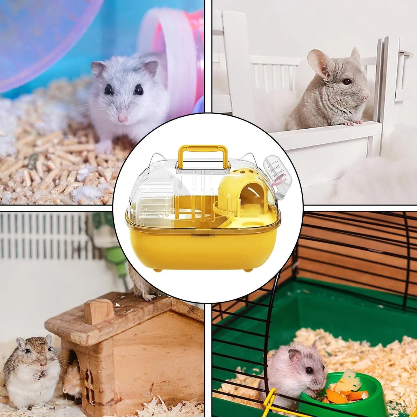 Hamster Carrier Bag Double Layer Clear Cover Outing Cage Travel Hamster Cage For Rabbits Rodents Lizards Transport Short Trip