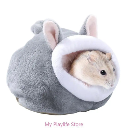 Cute Cartoon Rabbit Squirrel Mini Cage Guinea Pig Nest Small Animal Mice Rat Pet Sleeping Bed Hamster House Winter Warm Soft Mat