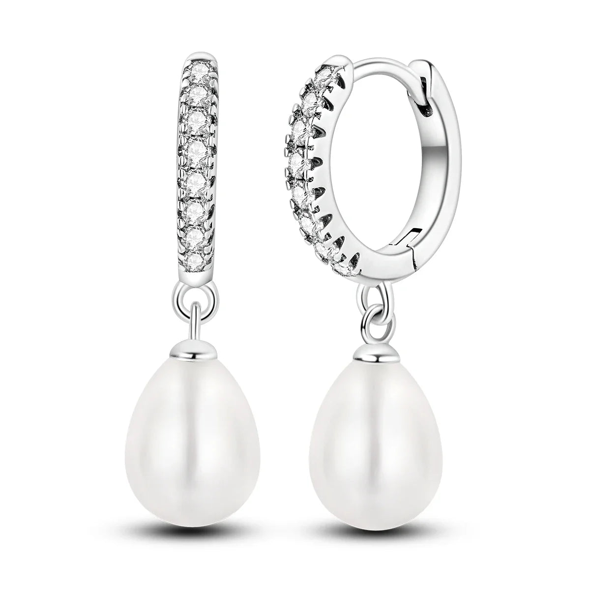 925 Sterling Silver Hoop Earrings with Zircon | Classic U-Shaped Women Jewelry