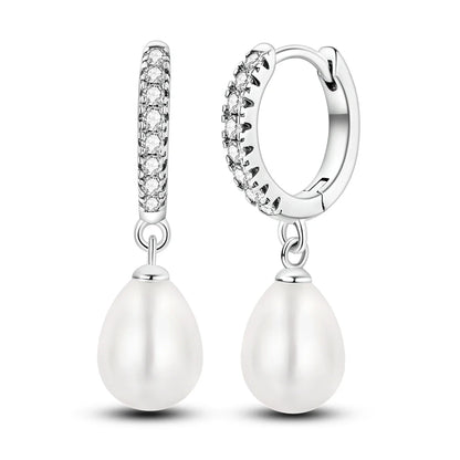 925 Sterling Silver Hoop Earrings with Zircon | Classic U-Shaped Women Jewelry