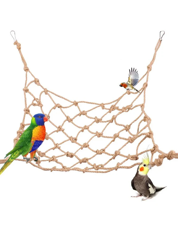 Parrot Swing Rope Birds Hanging Climbing Net With Hook Hammock Birds Stand Ladder Birds Chewing Playing Gym Hamster Rabbit Toys