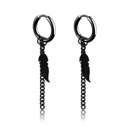 Vintage Punk Stainless Steel Stud Earrings for Men Women | 1 Pair Black Earrings Set