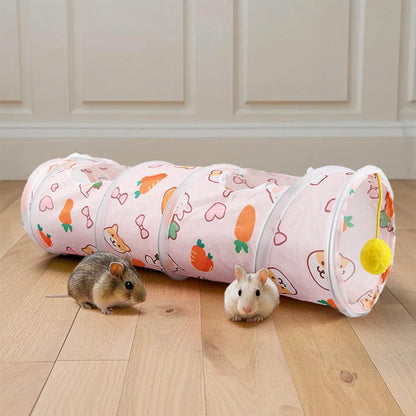 Carrot Shaped Hamster Hideout Foldable Ferret Toy Tunnel for Small Pets Hamster Cage Guinea Pig Toys Accessories