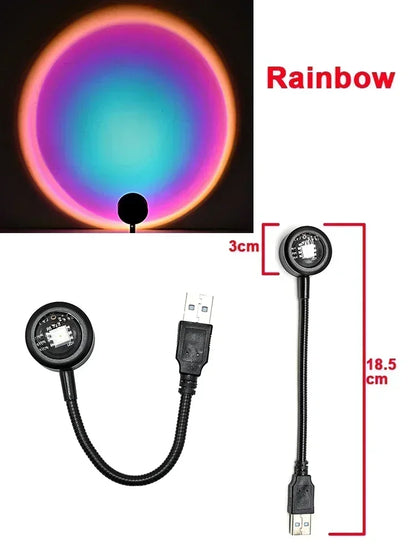 LED USB Sunset Lamp Projector | Home Party Decor Night Atmosphere Light for Bedroom Living Room Wall Photography