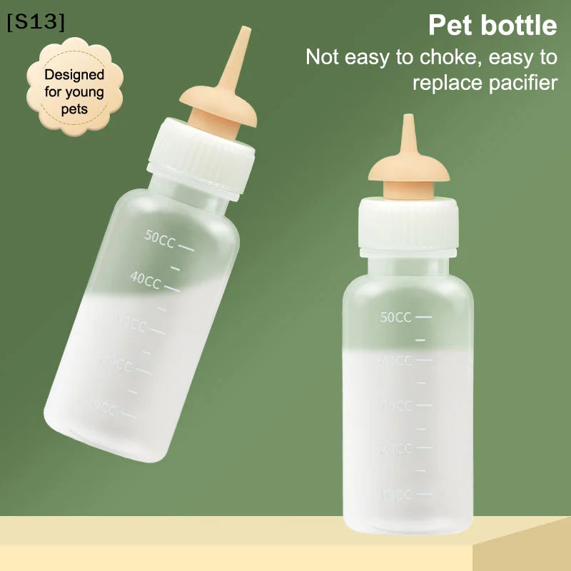 Pet Kitten Feeding Bottle Nipple Feeder Can Squeeze Liquid Milk Nursing Bottle For Newborn Dogs Puppies Rabbits Hamster Cat[Q]Q@