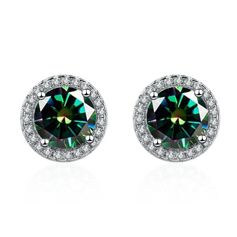 925 Sterling Silver Stud Earrings | Zircon and Colored Gemstone Elegant Jewelry