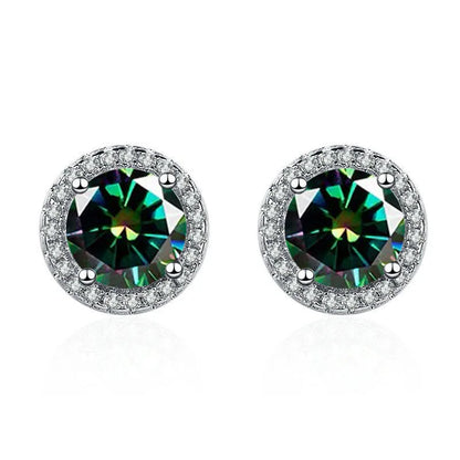 925 Sterling Silver Stud Earrings | Zircon and Colored Gemstone Elegant Jewelry