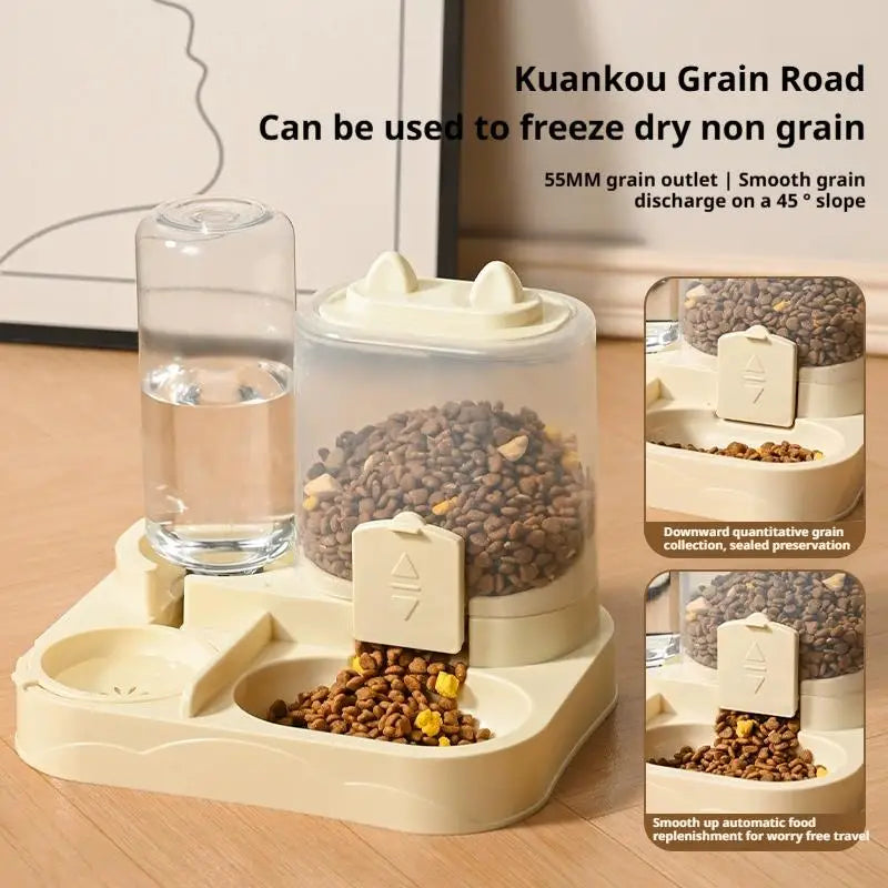 Pet Feeder Dual Food Bowl All-in-One Automatic Food Water Dispenser Large Capacity Food Storage Dispenser Pet Supplies