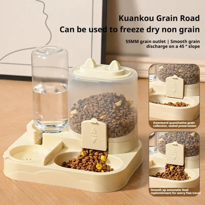 Pet Feeder Dual Food Bowl All-in-One Automatic Food Water Dispenser Large Capacity Food Storage Dispenser Pet Supplies