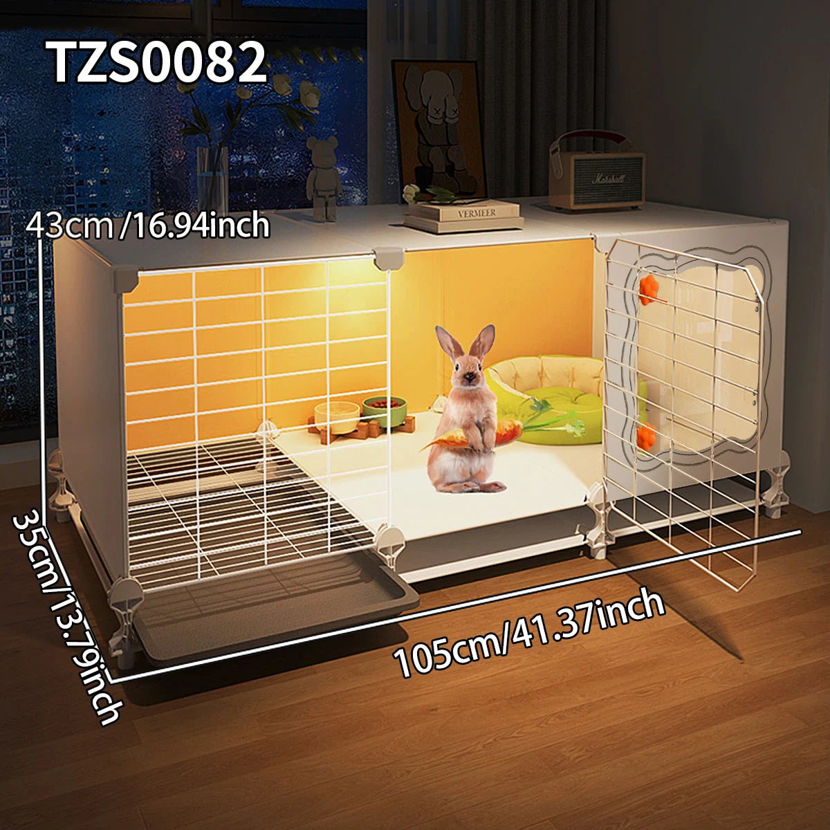 Rabbit Cage with Toilet for Home Use, Indoor Rabbit Villa, Guinea Pig Cage with Separate Living Area
