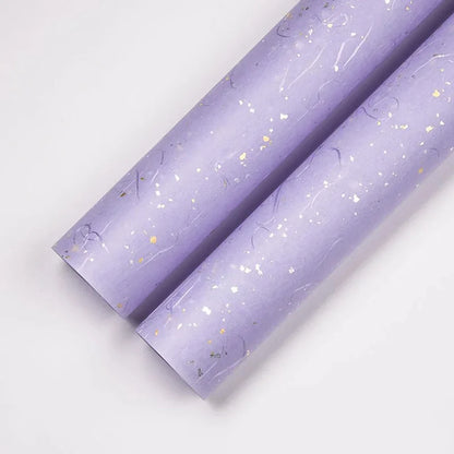 Korean Floral Wrapping Paper Set | 5 Sheets with Gold and Silver Sparkles