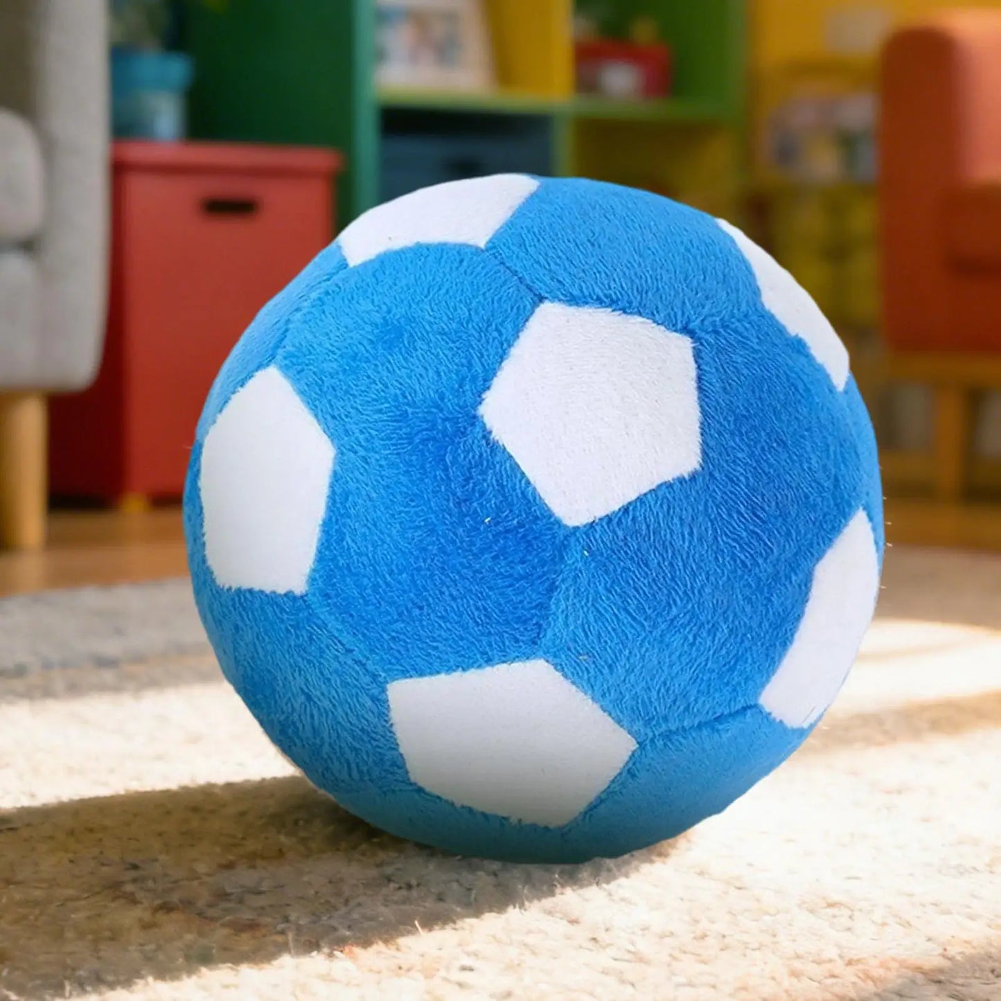 Dog Soccer Ball Toy Soft Chewing Game Plush Soft Squeaky Balls for Dogs for Indoor Outdoor Play Teething Enrichment Puppy Large