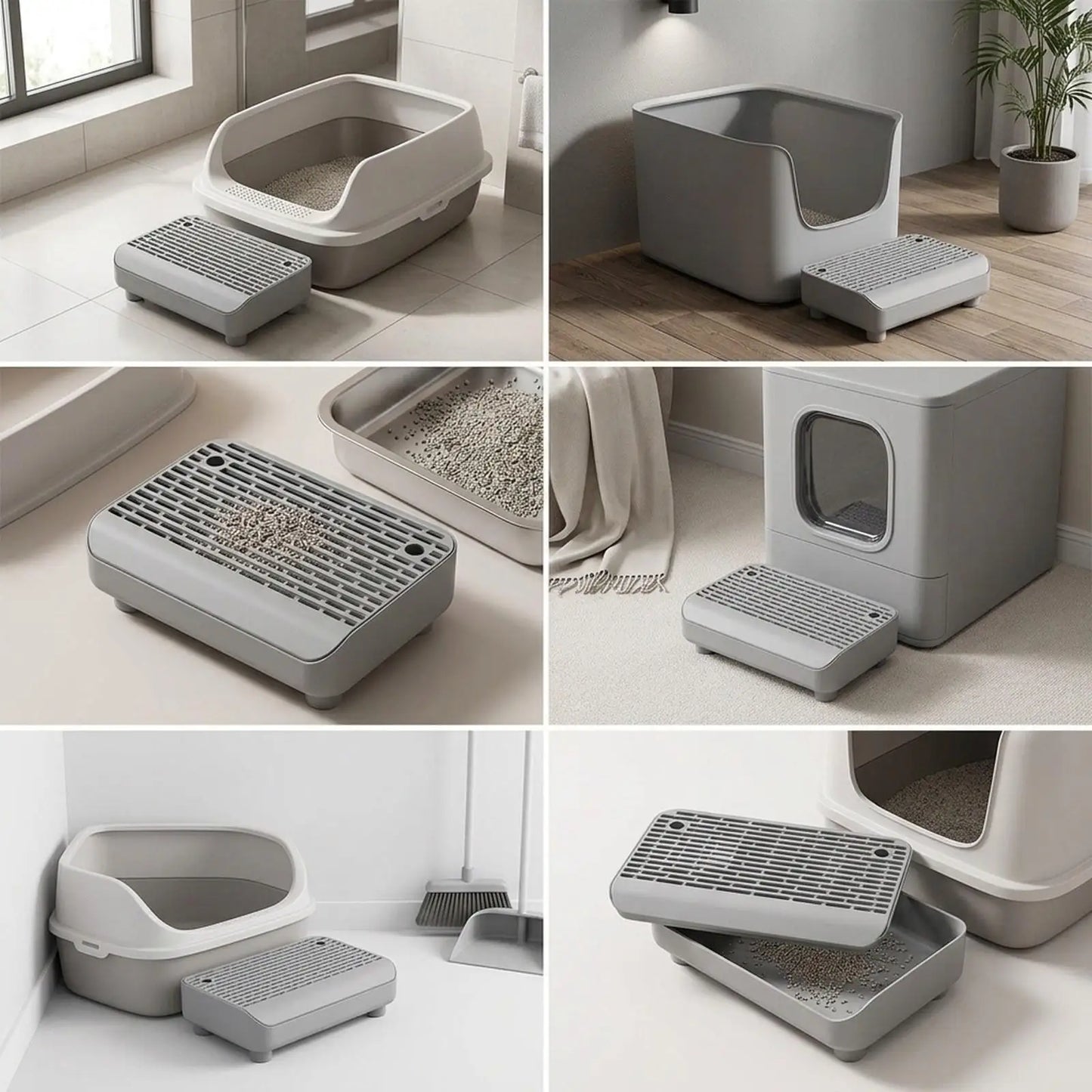 Cat Litter Box Step Non Slip Double Layer Washable Pad for Litter Box Cabinet for Cats
