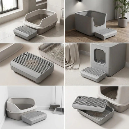 Cat Litter Box Step Non Slip Double Layer Washable Pad for Litter Box Cabinet for Cats