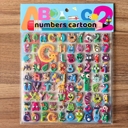 9 Styles Cute Double Layer 3D Foam Stickers | Alphabet, Cars, Food Cartoon for DIY Notebook, Journal & Phone Case Decoration