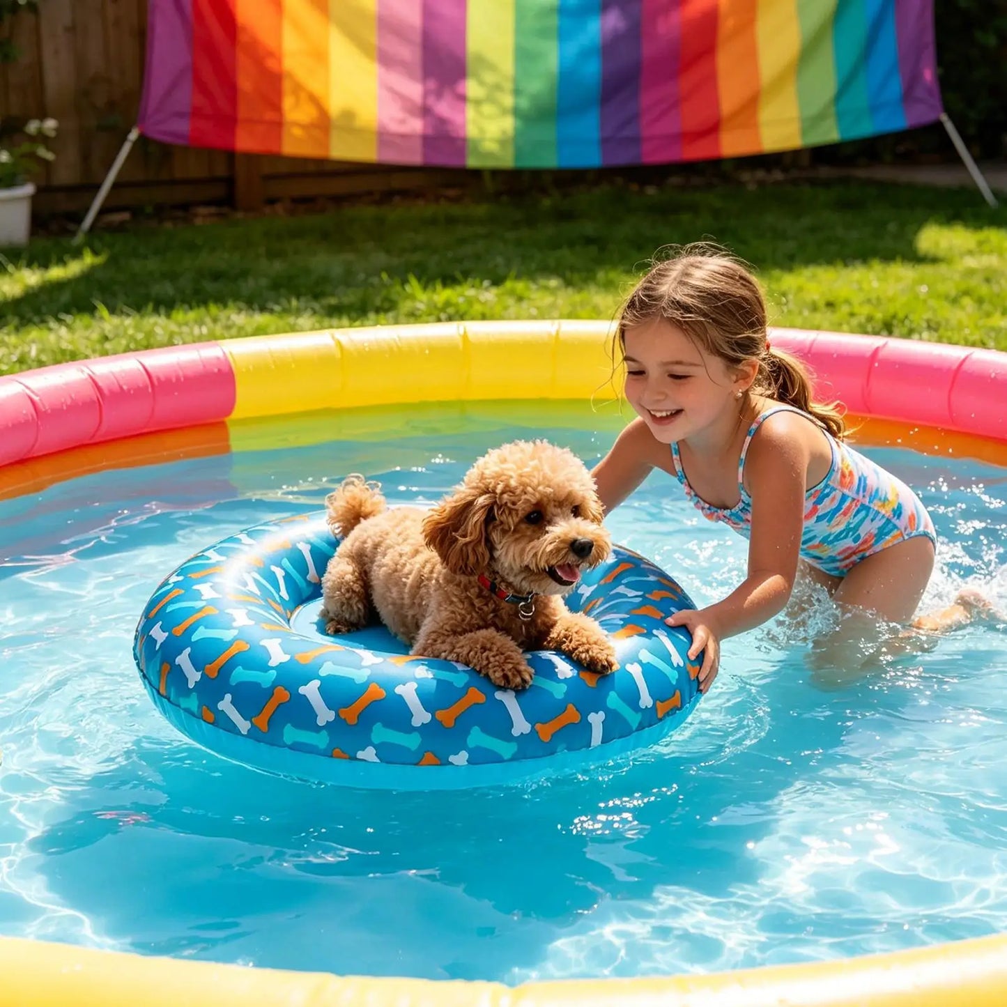 Pet Water Float Inflatable Dog Pool Floating Mat Anti-Slip PVC Pool Swimming Ring for Lake Beach Games Water Party Pond