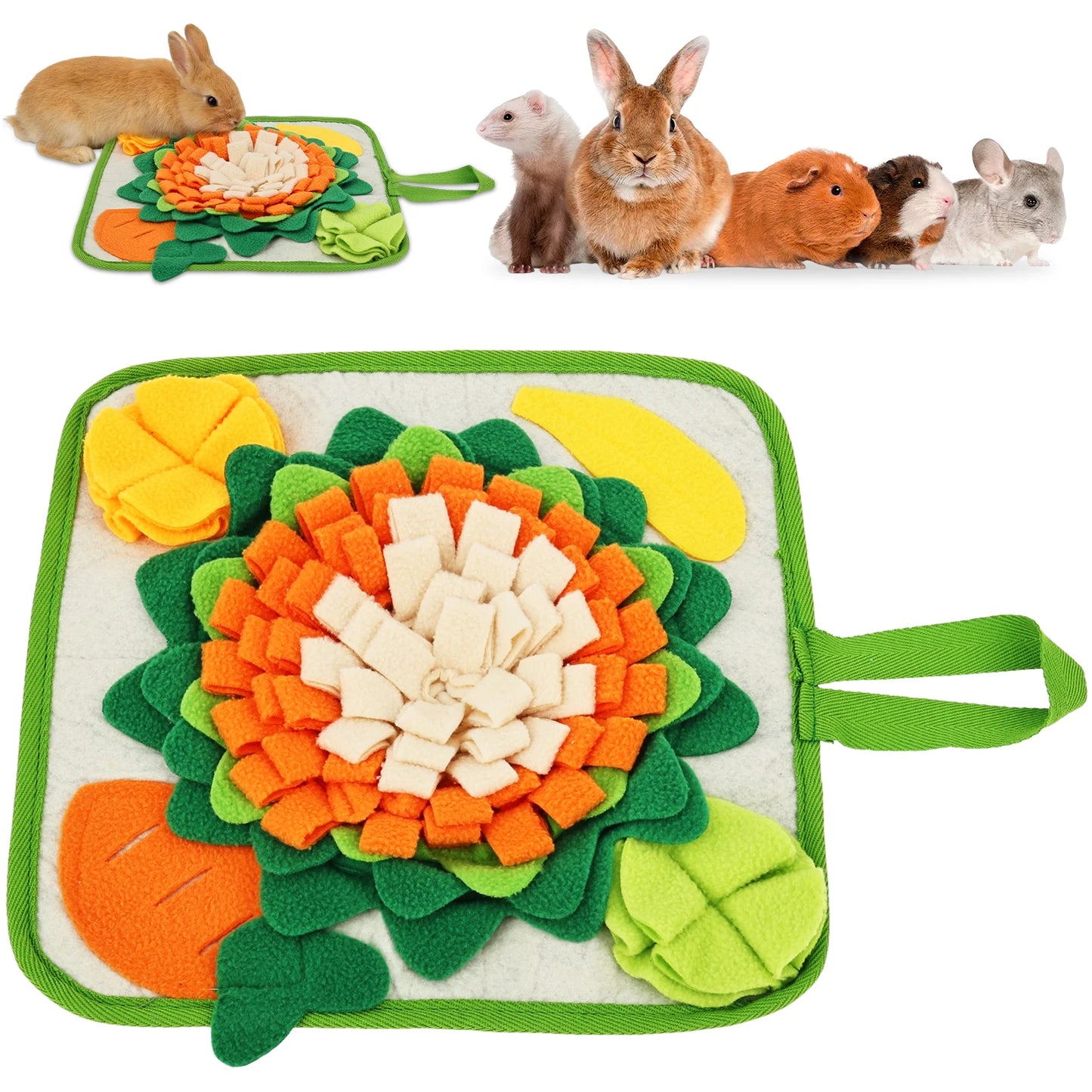 Rabbit Foraging Mat Small Animal Feeding Toy for Hedgehogs Guinea Pigs Chinchilla Snuffle Mat Small Pet Bunny Blanket