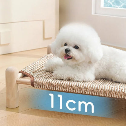 Wooden Frame Elevated Dog Bed Breathable Raised Pet Cot for Small Dogs Cats Summer Cooling Dog Camp Bed Kennel Pet Products