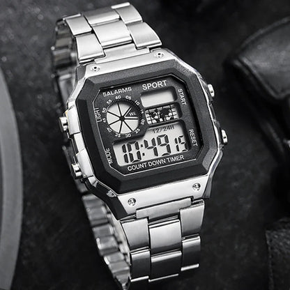 MAYZHISU Classic Men's Digital Watch | Luxury Stainless Steel Sport Watch