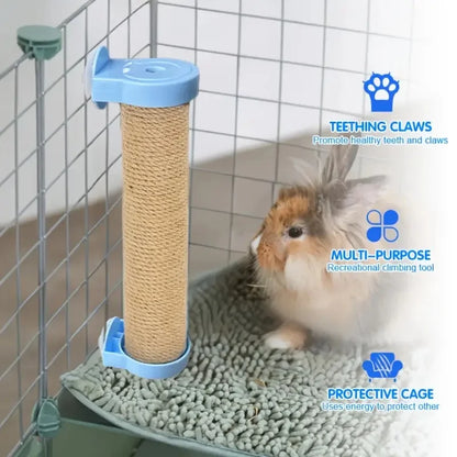 Adjustable Angle Rabbit Scratch Post | Natural Sisal Rabbit Claw Scratcher, Interactive Climbing, Scratch Toy for Rabbits, Cats