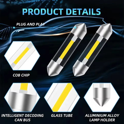 12V Car Reading Lamp | Double-Point LED Interior Light for C5W Bulb Upgrade