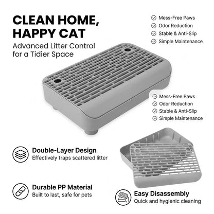 Cat Litter Box Step Non Slip Double Layer Washable Pad for Litter Box Cabinet for Cats