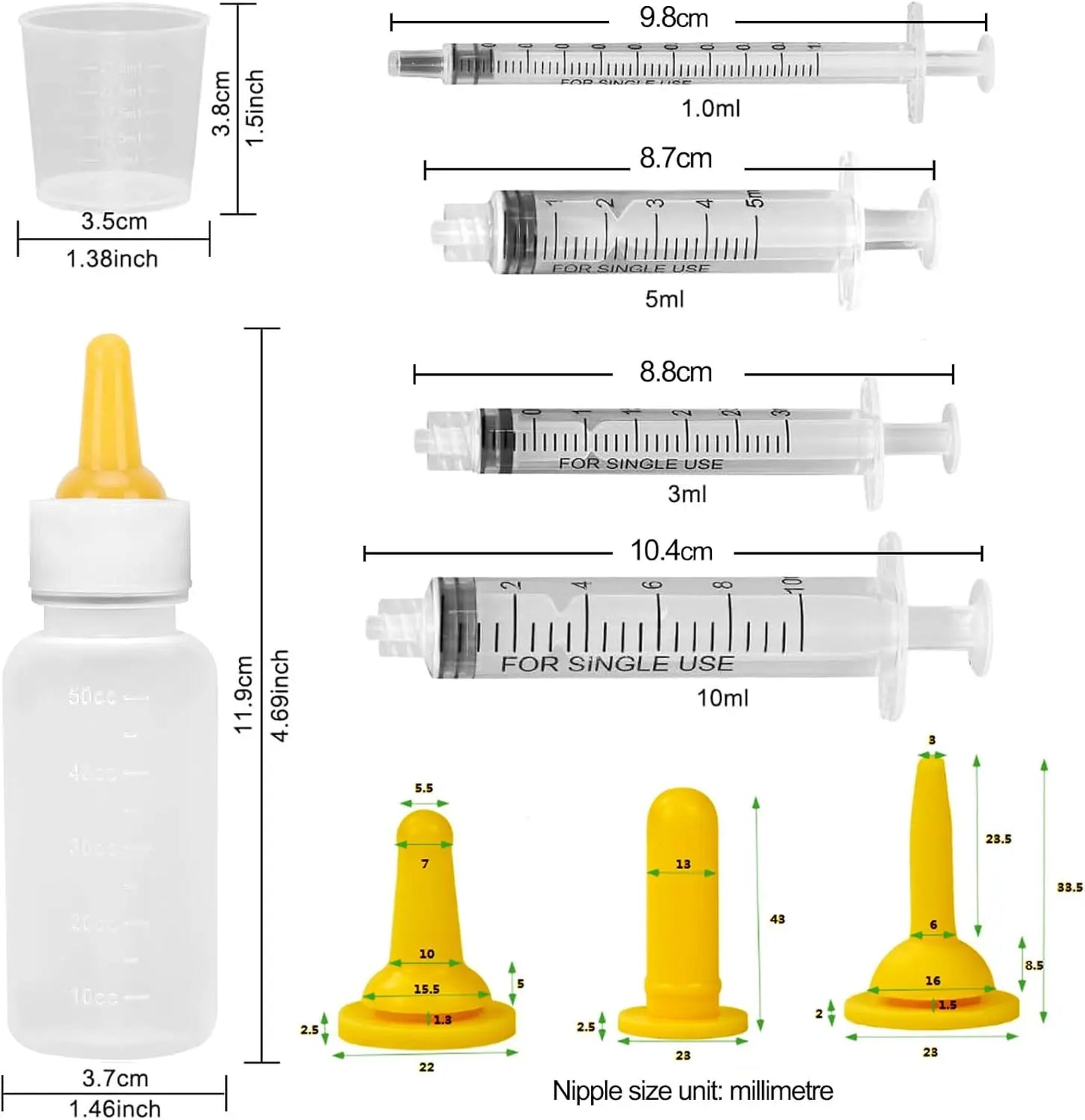 Nursing Bottle Set – Pet Bottle with Nipple – Handmade Feeding Set for Cats and Rabbits