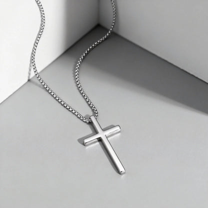 Fashionable Cross Pendant Necklace | Unisex Stainless Steel Box Chain