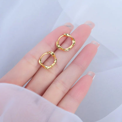 Silver Hoop Earrings | Trendy Distorted Round Earrings for Women