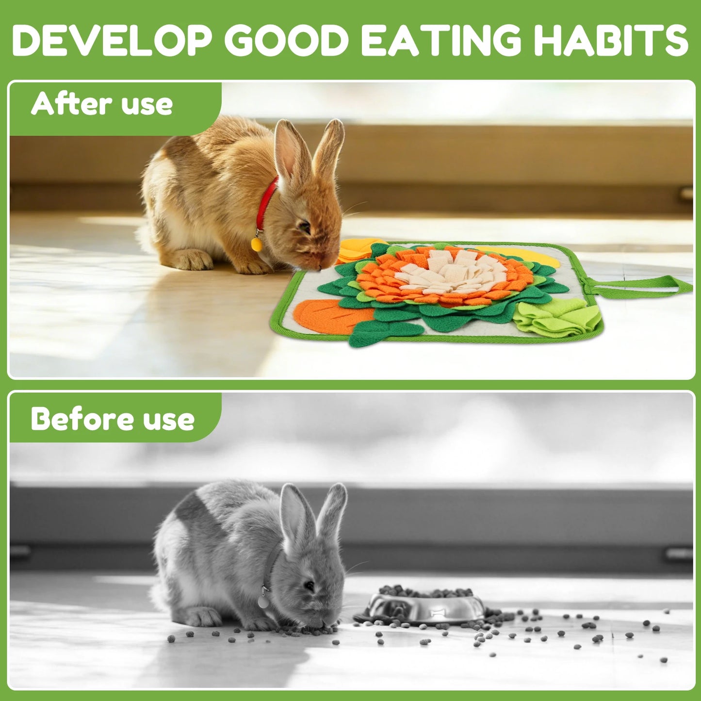 Rabbit Foraging Mat Small Animal Feeding Toy for Hedgehogs Guinea Pigs Chinchilla Snuffle Mat Small Pet Bunny Blanket