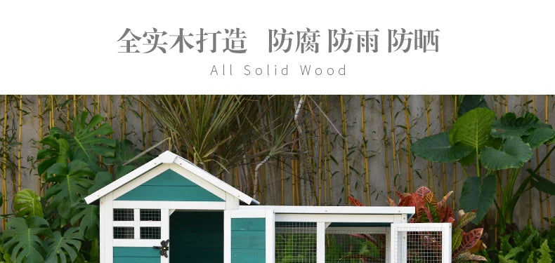 Rabbit Cage Anti Spray Urine Deluxe Double Drawer Rabbit Hutch Solid Wood Pigeon Coop Chicken Cage Bottom Mesh Outdoor