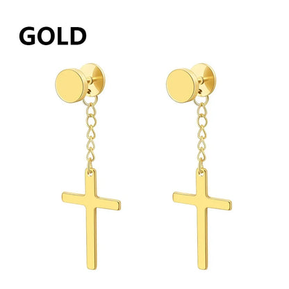 2pc Stainless Steel Cross Earrings Set | Gothic Punk Huggies for Men Women