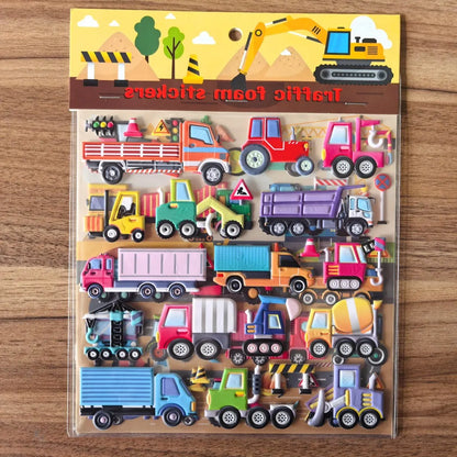 9 Styles Cute Double Layer 3D Foam Stickers | Alphabet, Cars, Food Cartoon for DIY Notebook, Journal & Phone Case Decoration