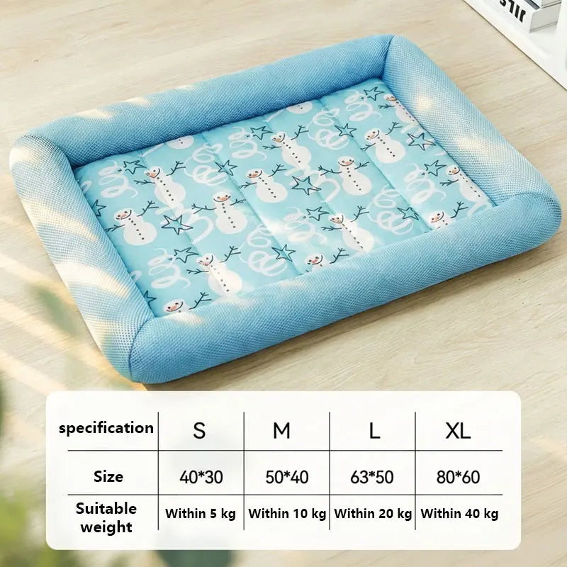 Summer Cooling Pet Dog Bed Breathable Soft Dog Sleeping Pad Neck-Protecting Washable Summer Pet Supplies for Dogs Cats Beds Mats