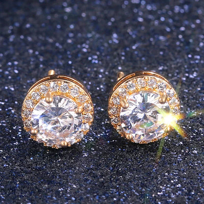 Huitan AAA CZ Stud Earrings for Women | Romantic Elegant Cubic Zirconia Jewelry in 7 Colors