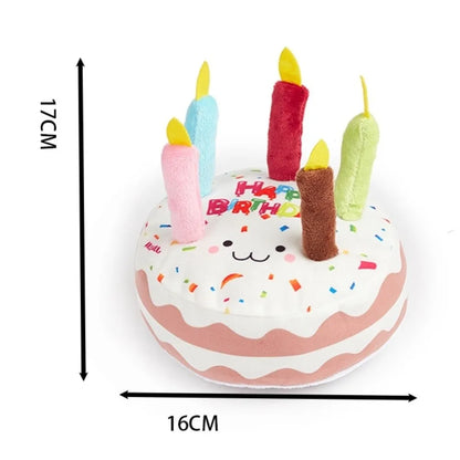 New Birthday Cake Dog Toys Interactive Bite Resistant Gnaw Toys Puppy Teething 16cm Stuffed Cake Doll Party Decor