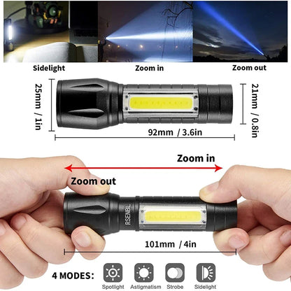 Portable Rechargeable Zoom LED Flashlight | Mini Torch for Camping