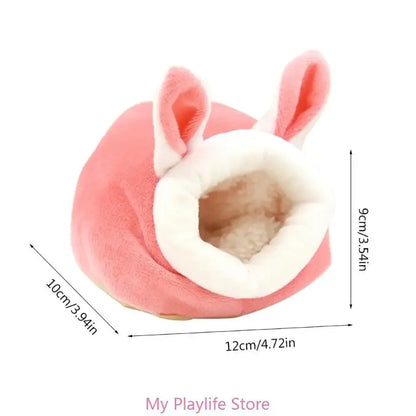 Cute Cartoon Rabbit Squirrel Mini Cage Guinea Pig Nest Small Animal Mice Rat Pet Sleeping Bed Hamster House Winter Warm Soft Mat